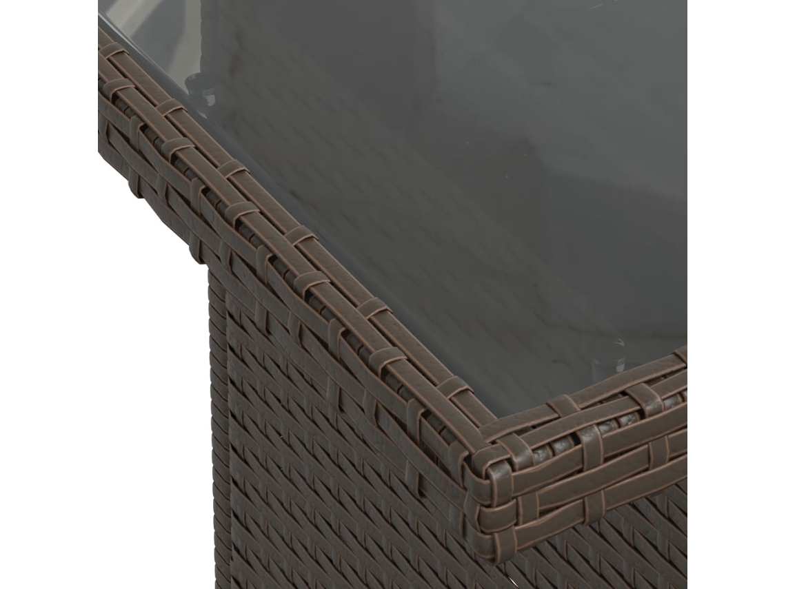 Mesa de Jardim com Tampo de Vidro 100X55X73 Cm Vime Pe Castanho PANGSHIYUAN