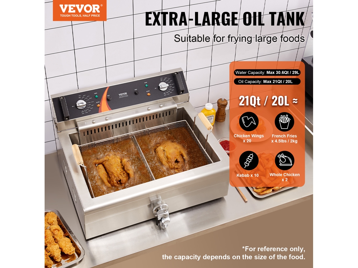 Fritadeira Profissional, Alta Potência 3000w, Grande Capacidade De 30.6qt, Aço Inoxidável Durável Oem