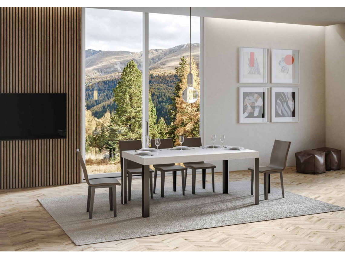 Mesa de Refeição ITAMOBY Linea (90x180/284 - Painéis em Melamina - Freixo Branco)