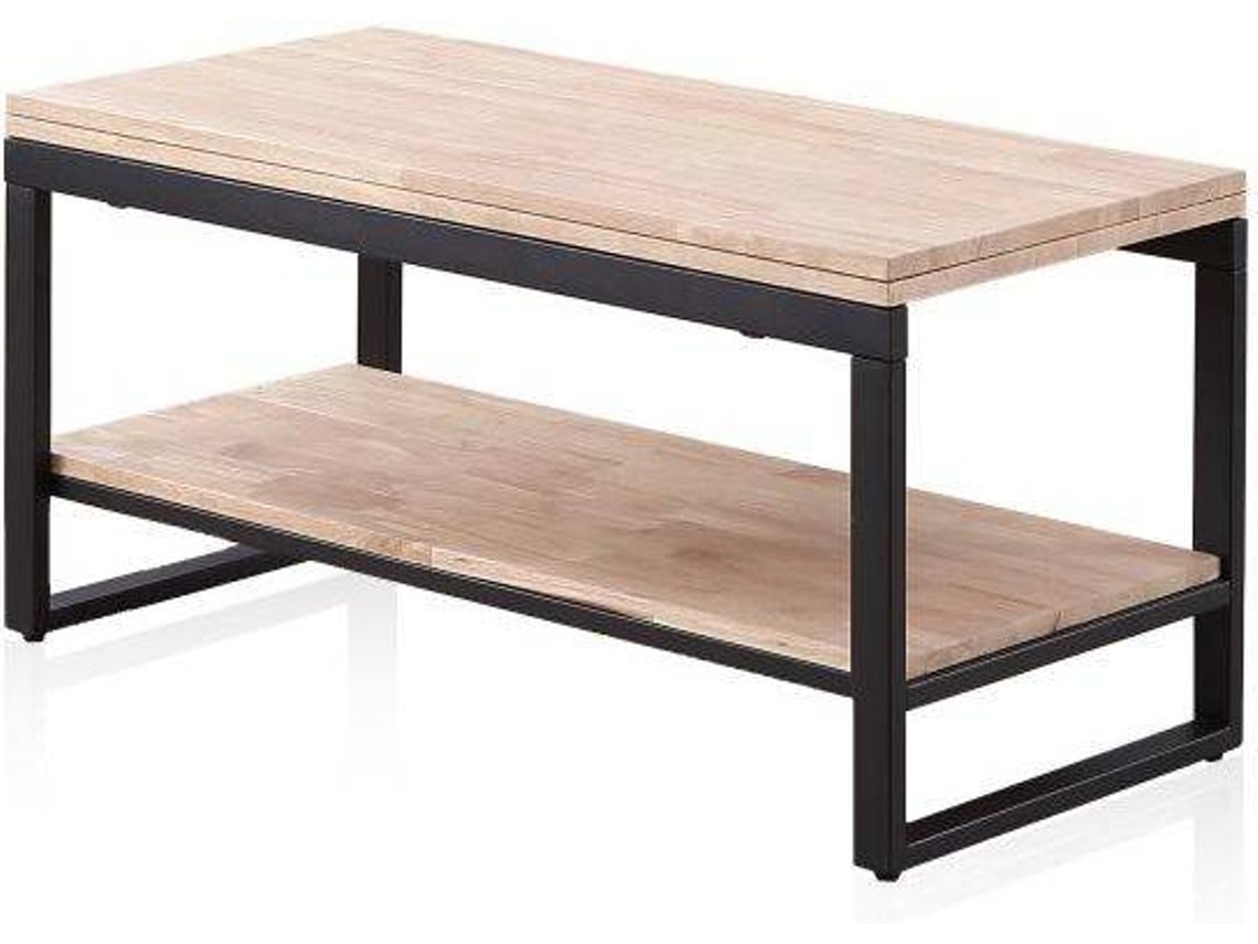 Mesa de centro elevable extensible Rens, duehome, 90 cm (ancho), Roble - Negro, Roble - Blanco, Roble Honey - Negro