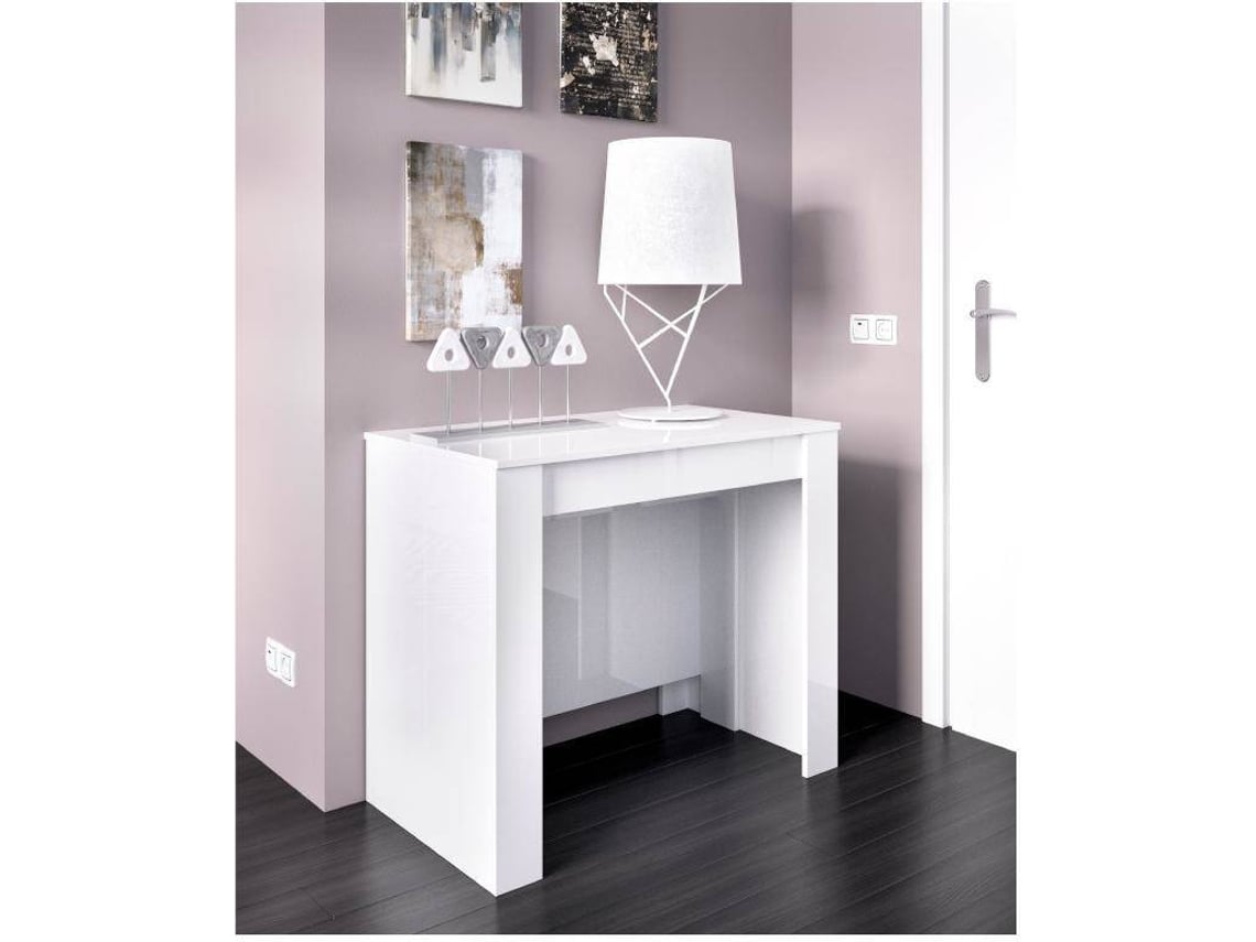 Móvel Consola Extensível Onega VENTE-UNIQUE (Branco - Aglomerado e derivados de madeira - 239x90x77 cm)