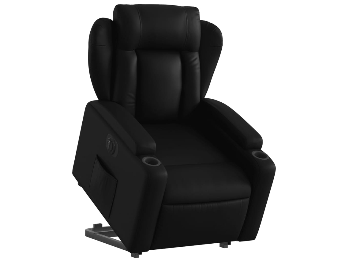 Poltrona reclinável elevatória elétrica couro artificial preto
