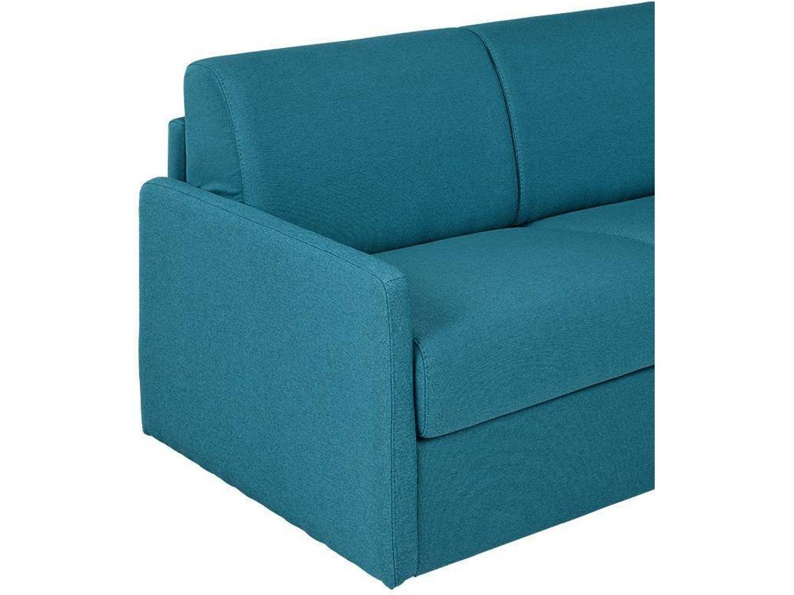 Sofá Cama Calife VENTE-UNIQUE (Azul Turquesa - Tecido e Veludo - 150x94x85 cm/Dimensões da cama: 120 – 139 cm)