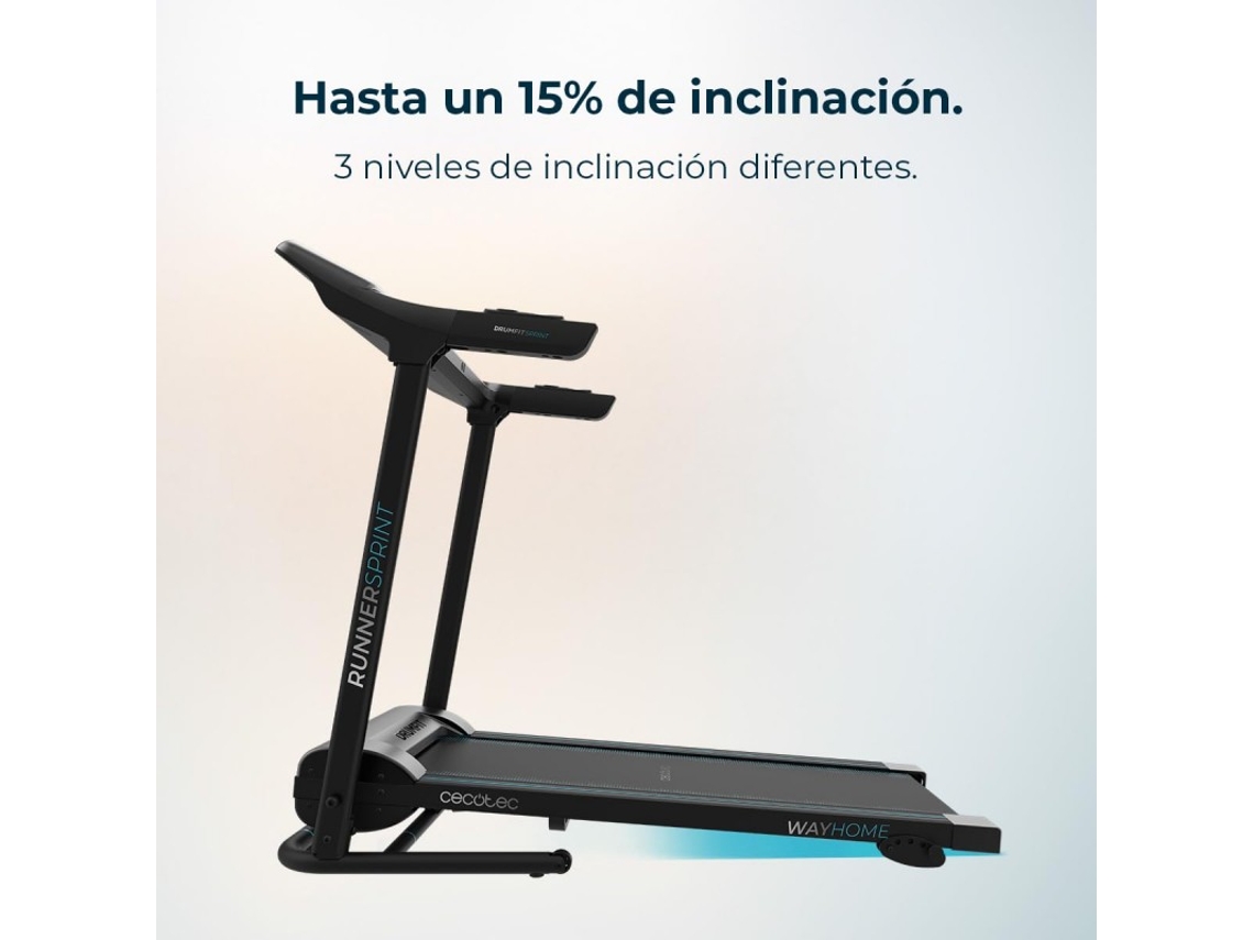 Passadeira de Corrida Dobrável com 1100 W de Potência de 1 a 12 Km/H 12 Programas Predefinidos Painel de Controlo Led Superfície de Corrid CECOTEC