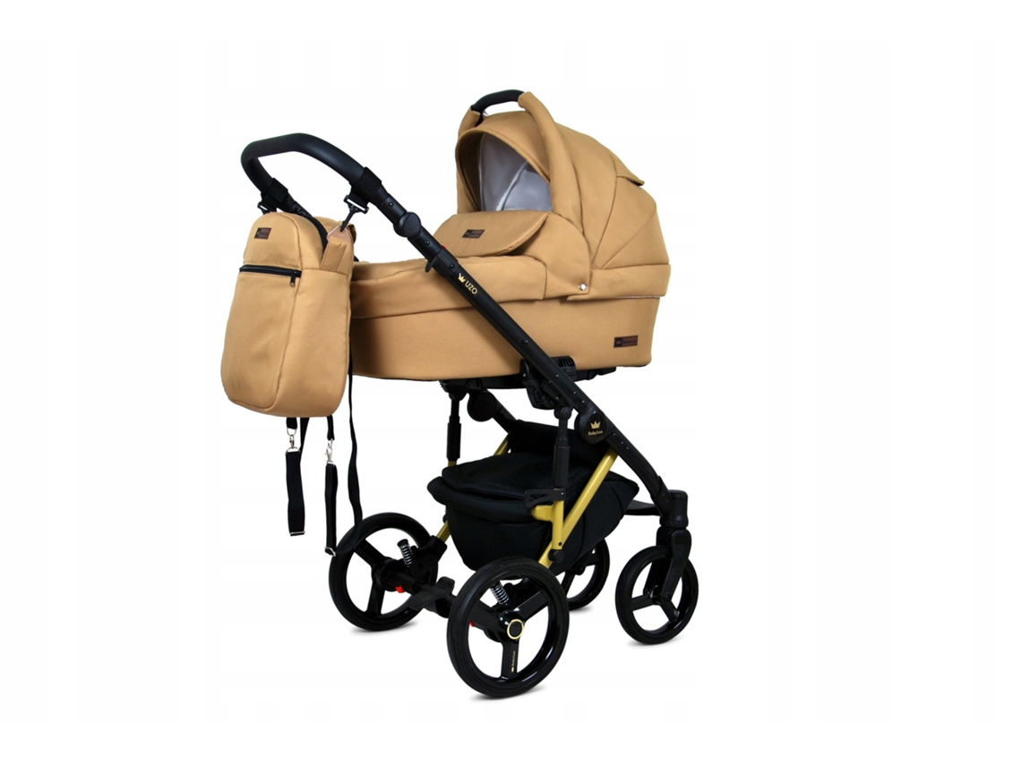 Carrinho De Bebé Multifuncional Babylux Uzo 4 Em 1 -sand Pearl Gold Frame - Ajustável E Dobrável Construção Leve Em Alumínio - Acessórios