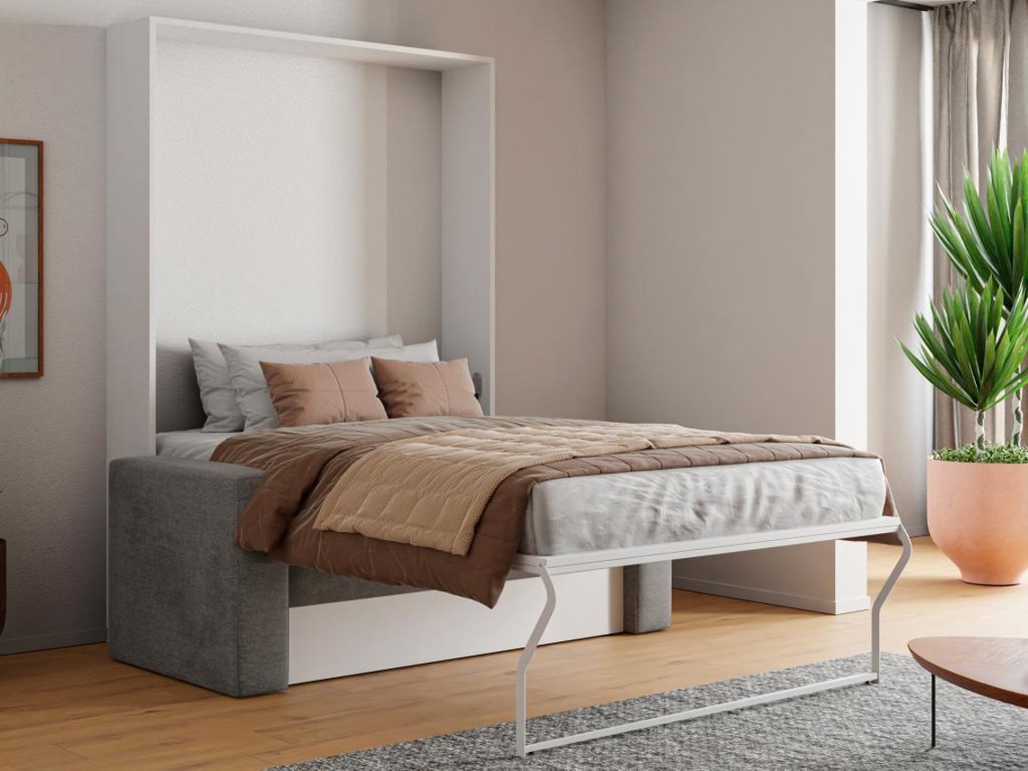 Cama embutida VACIALA VENTE-UNIQUE Cinzento, Branco 140x200 cm - Com colchão - Com sommier