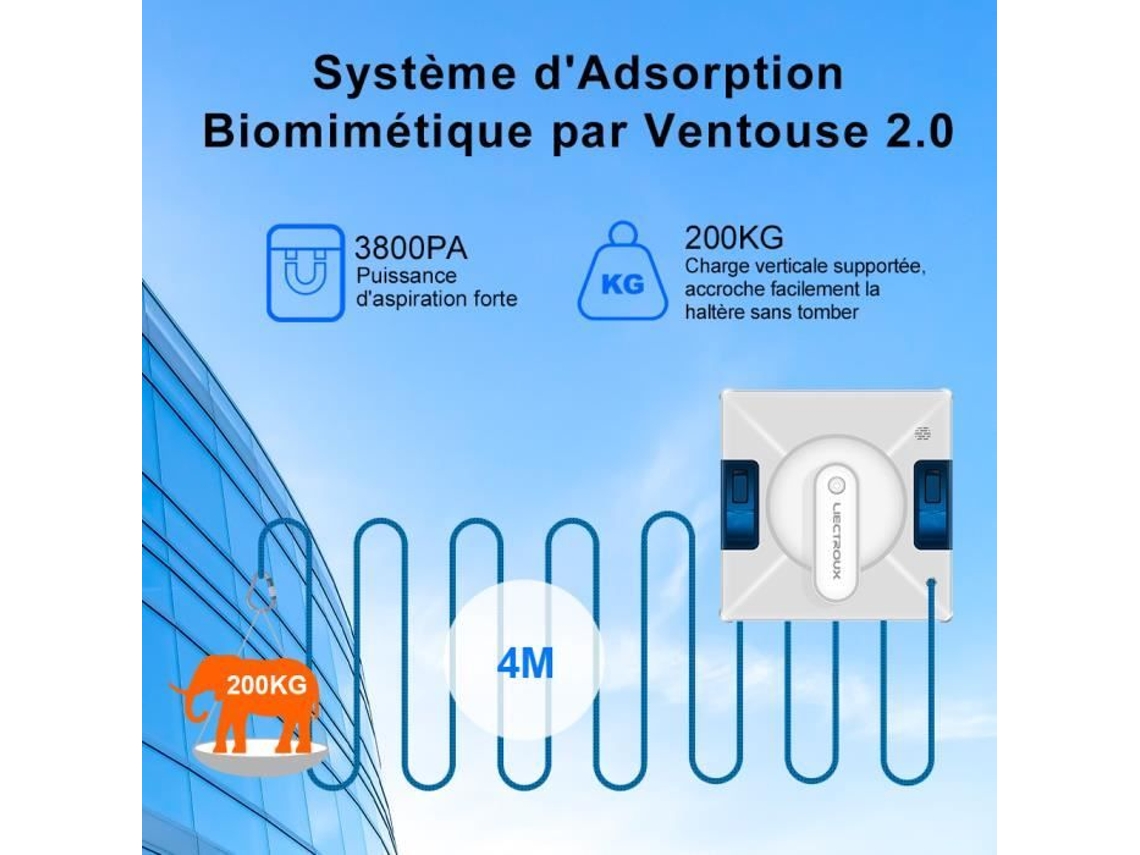 LIECTROUX Yw509 Robô Limpador de Janelas Pulverização Automática de Dupla Direção com Sistema de Segurança Triplo 3800Pa de As