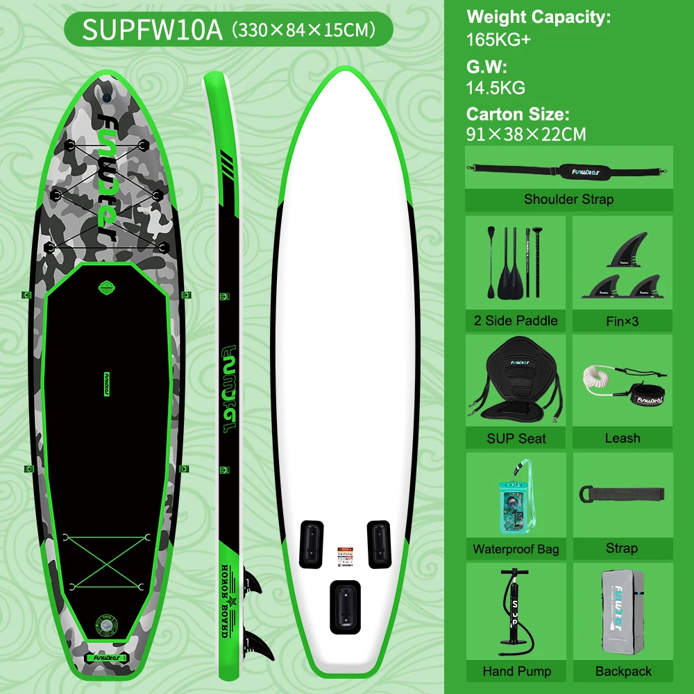 Prancha De Stand Up Paddle, Inflã¡vel Com Superfã­cie Antiderrapante, Alta Capacidade De Carga, Supfw39a , Supfw10a(3308415cm) Oem (385x85x15cm)