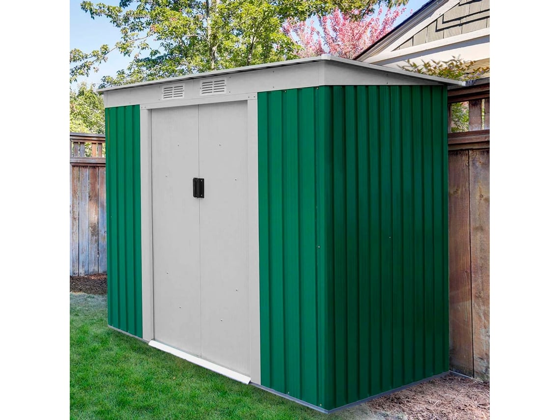 Abrigo de Metal GARDIUN Metálica Buckingham 2 43 m² 121x201x176 cm Acero Galvanizado Verde