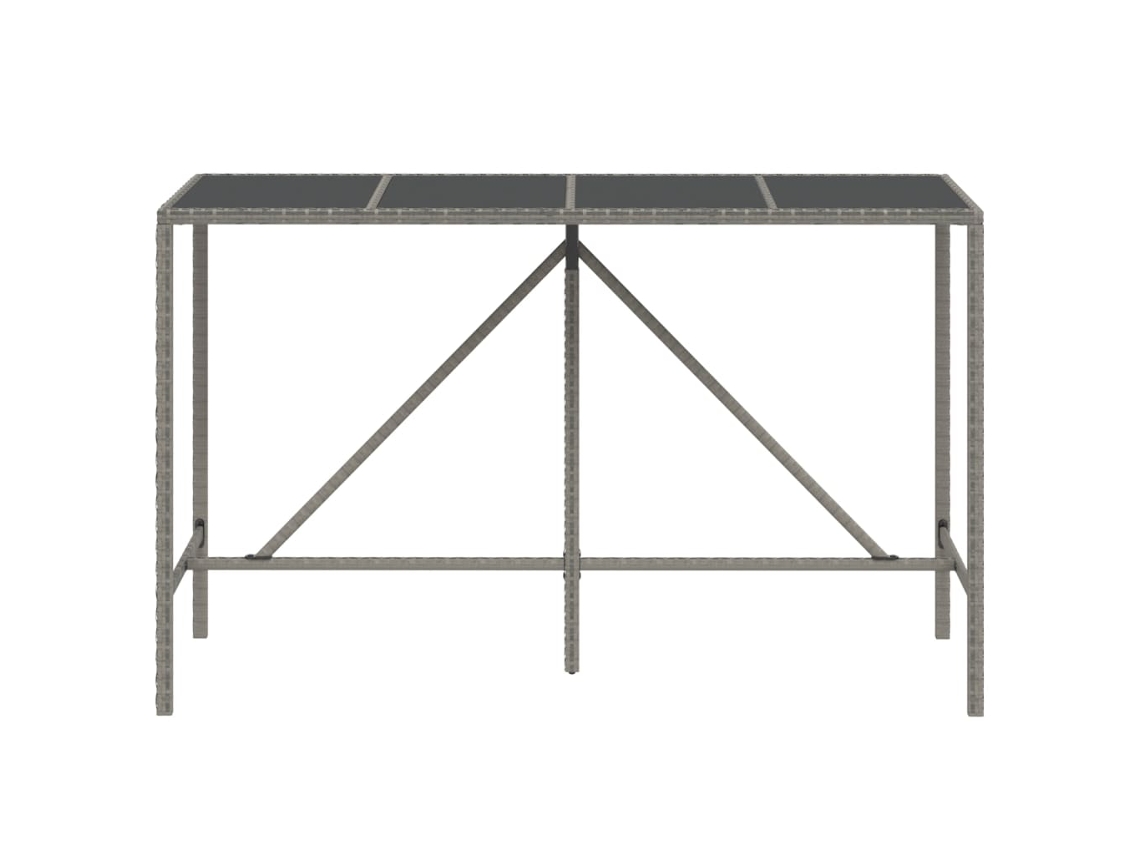 Mesa De Bar 180x70x110 Cm Tampo Vidro Vime Pe Cinzento