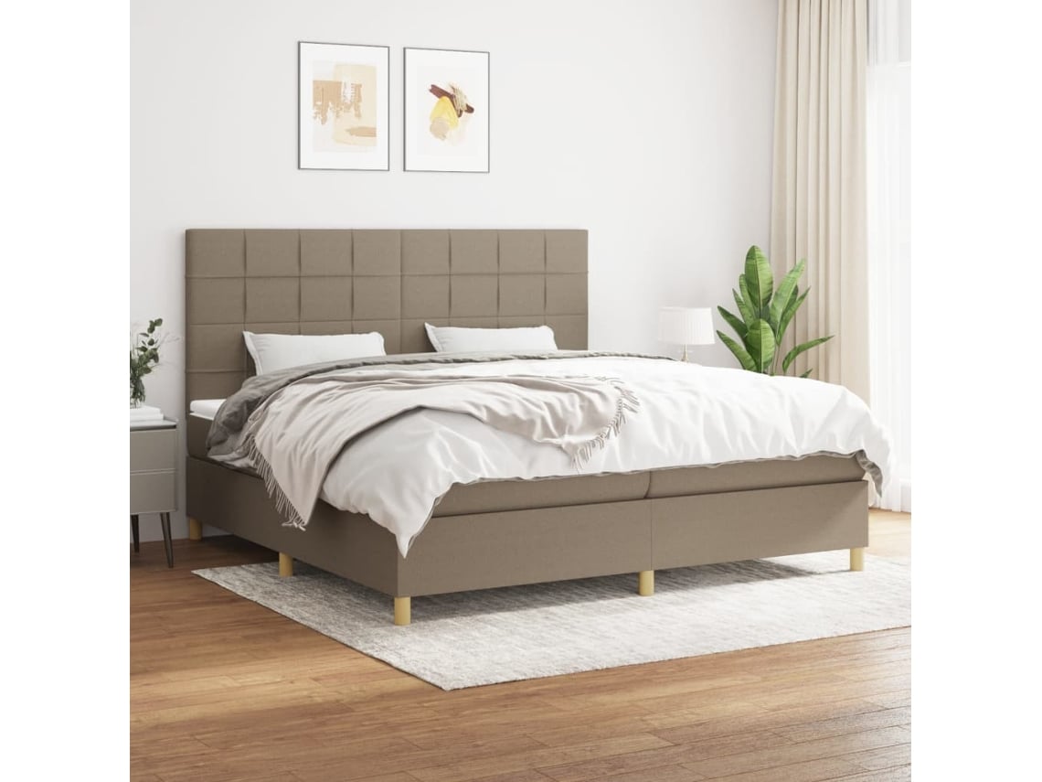 Cama box spring VIDAXL Cinzento-acastanhado Tecido (200x200 cm)