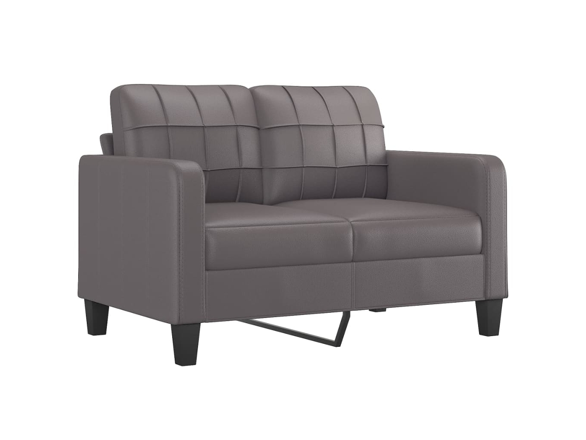 Jogo De Sofá 2 E 3 Lugares Couro Artificial Cinza Com Almofadas