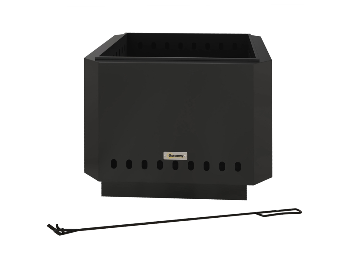 Fogueira/braço De Contenção, Incluindo Atiçador, 48 X 48 X 41 Cm, Preta Btforus