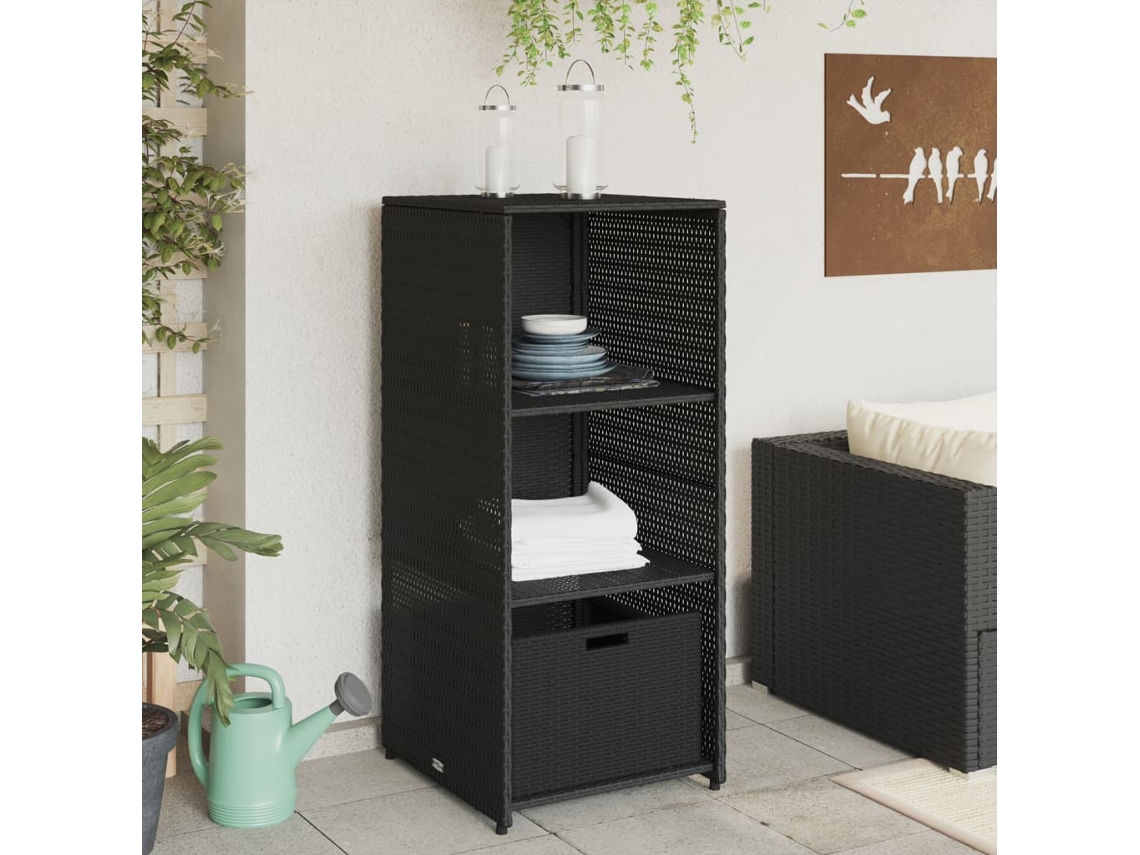 Armário de Arrumação para Jardim 50X55X115 Cm Vime Pe Preto PANGSHIYUAN