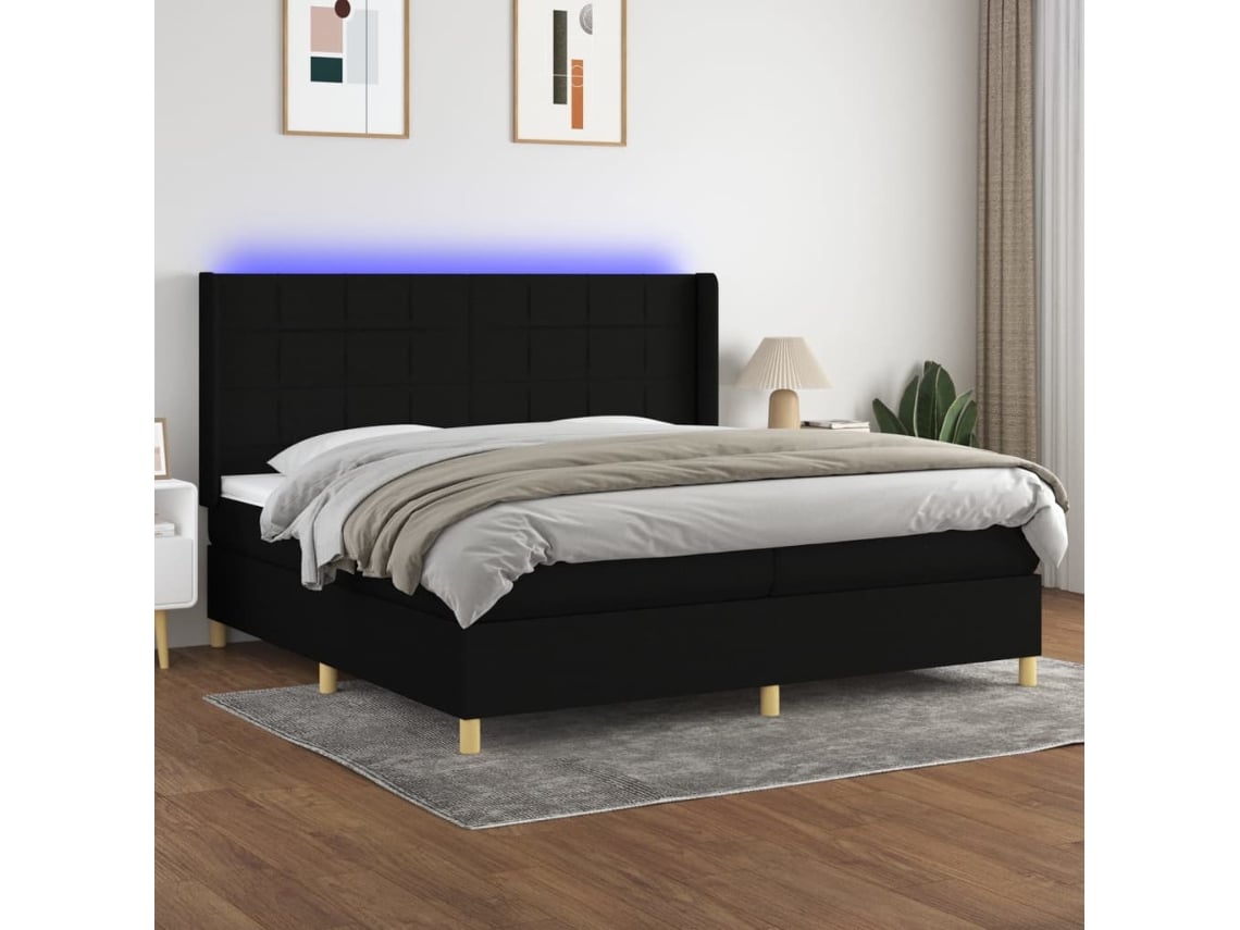 Cama Box Spring VIDAXL (Preto - Tecido - 203 x 203 x 128 cm)