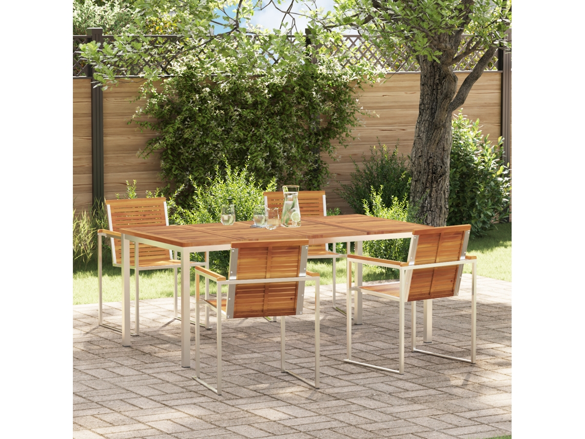 Conjunto 5 De Jantar De Jardim Vidaxl Da Em Madeira De Acácia