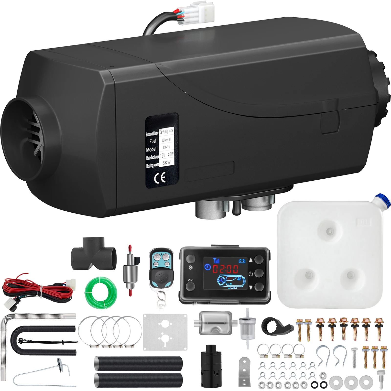 Aquecedor A Diesel, Controle Lcd, Baixo Ruã­do, 5kw Preto Oem