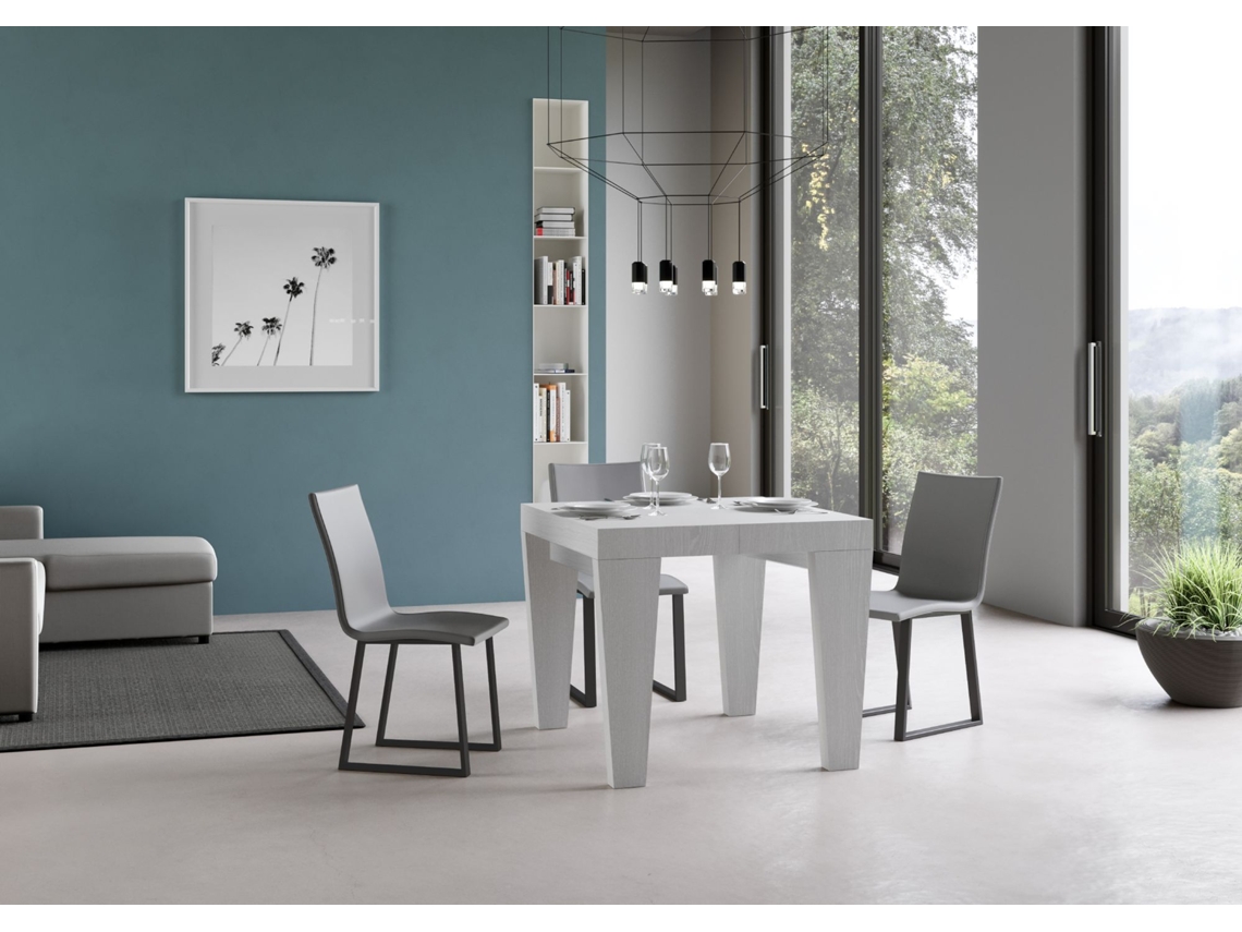 Mesa de Jantar Extensível 90X90/246 Cm Spimbo Premium Cinza Branca ITAMOBY