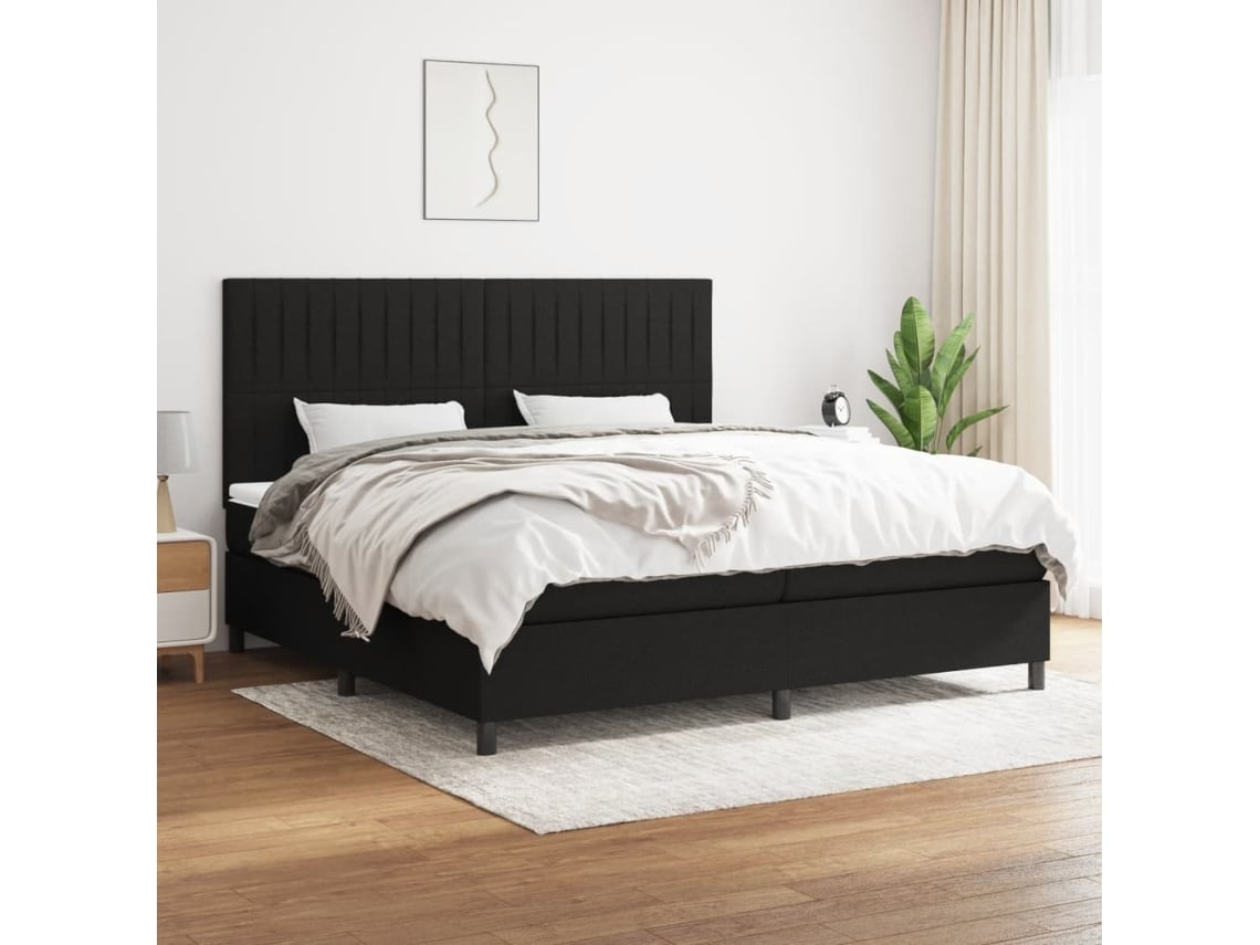 Cama Box Spring VIDAXL (Preto - Tecido - 203 x 200 x 128 cm)
