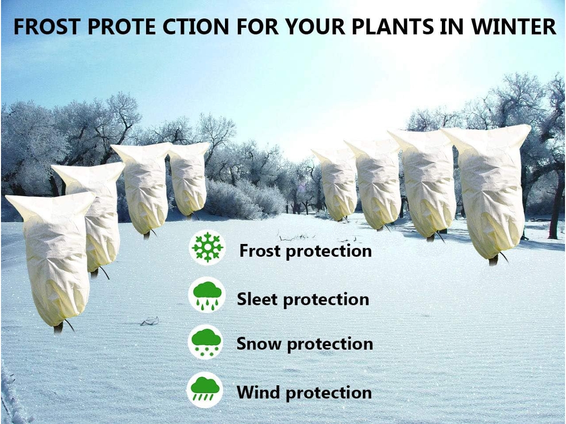 Proteção para Plantas Conjunto de 4 Peças 60G Branco Verde Cor de Arroz 80*100Cm com Cordão Ferramenta de Jardinagem