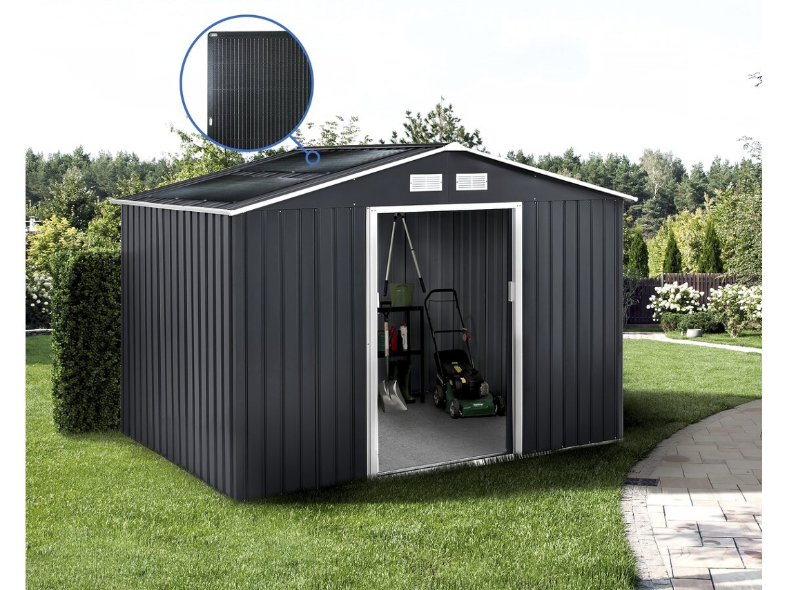 Abrigo De Jardim Metálico Vegas 7,06 M² Com Painéis Solares Habitat Et Jardin