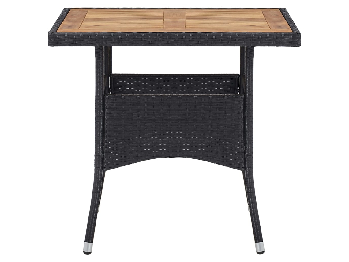 Mesa Jantar Exterior 80x80x75cm Vime Pe/madeira Acácia Preto
