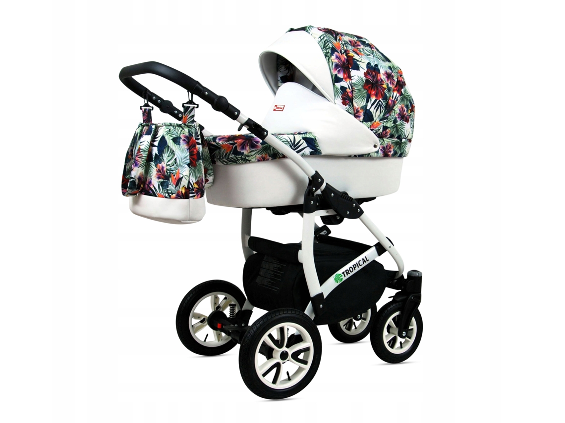 Carrinho De Bebé Multifuncional Babylux Tropical 4 Em 1 -chili Flowers - Ajustável E Dobrável Construção Leve Em Alumínio - Acessórios