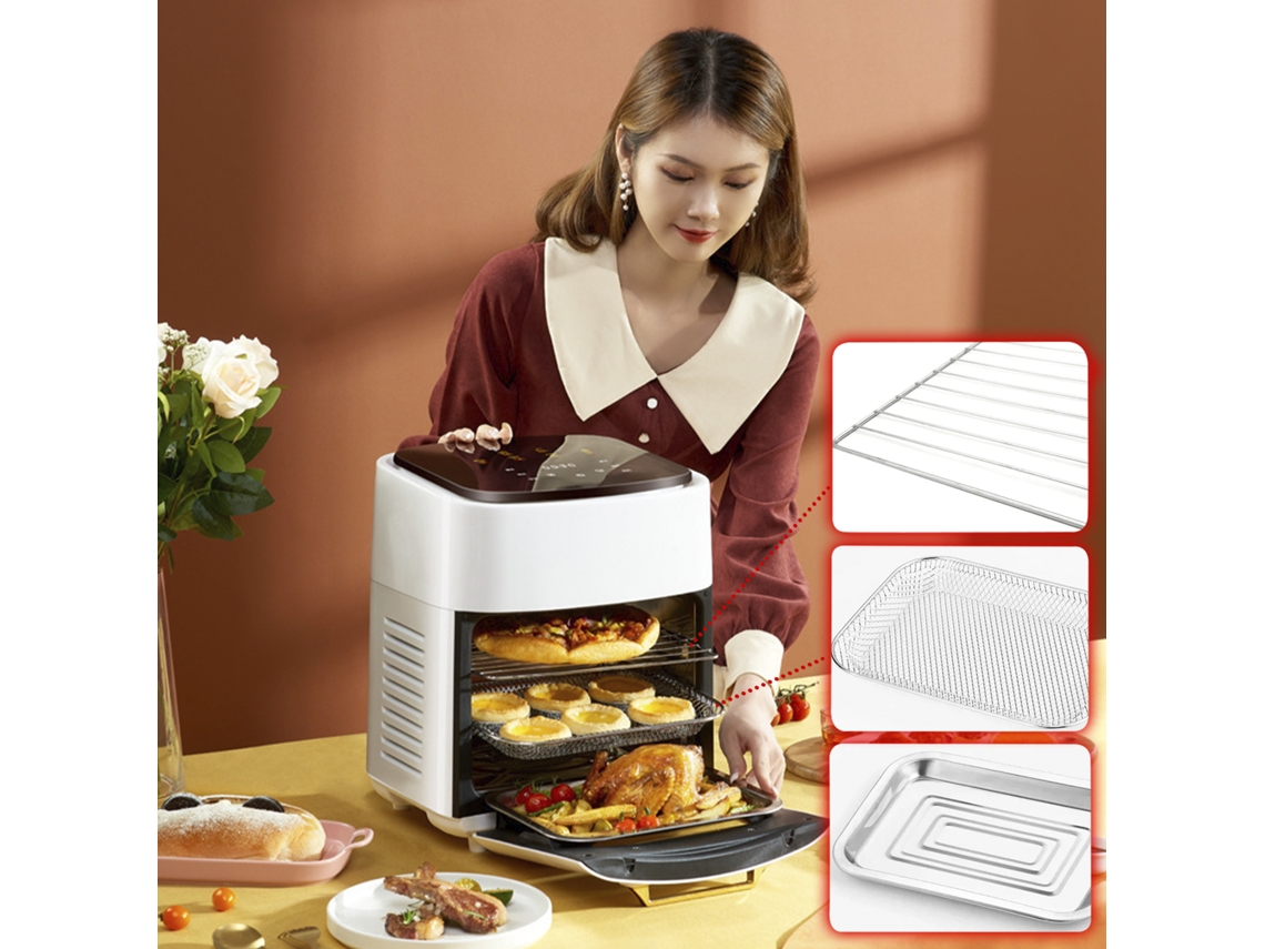 Fritadeira De Ar 2 Em 1 Com Forno. 15l, 1800w. Painel De Toque, Aquecimento 3d, Grade Antiaderente De Aço Inoxidável. Dam