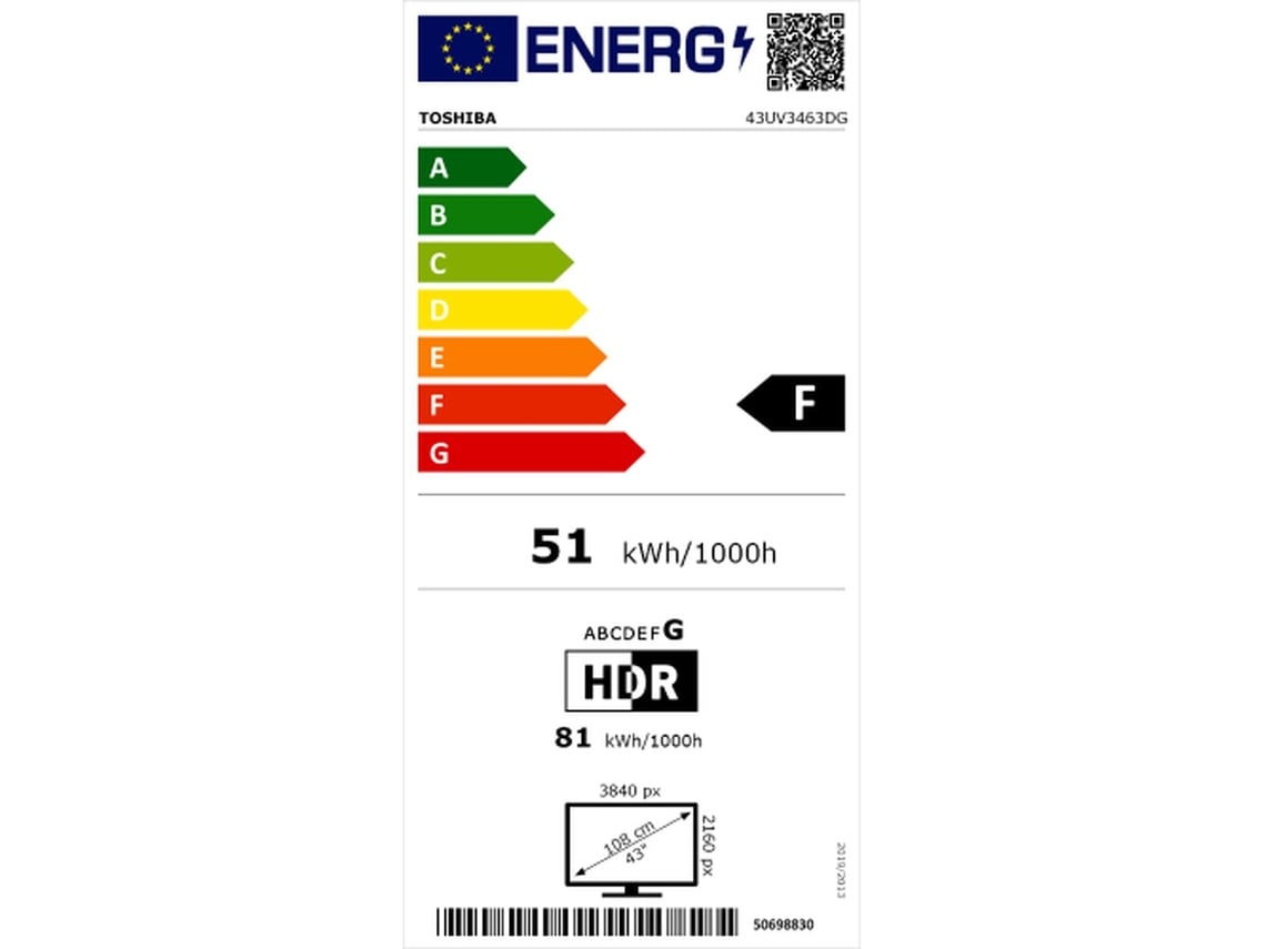 Smart TV TOSHIBA 43UV3463DG (Preto - F - 43