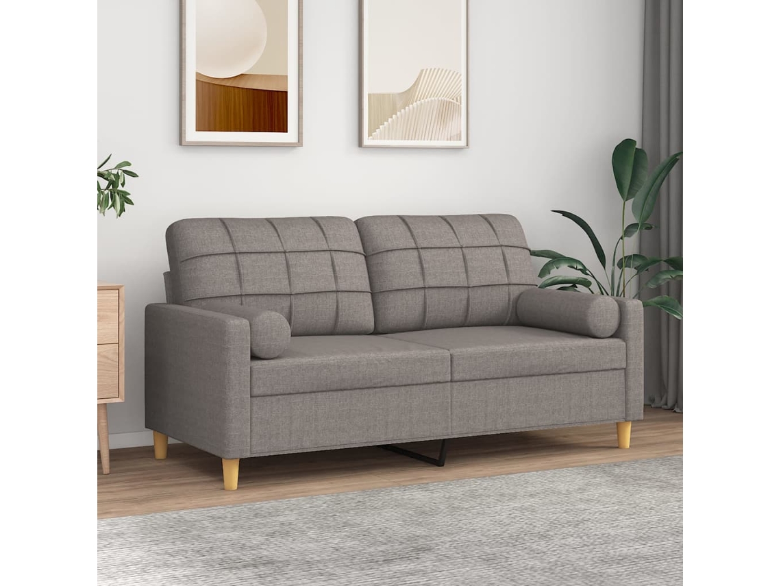 Sofá de 2 lugares VIDAXL Cinzento-acastanhado Tecido