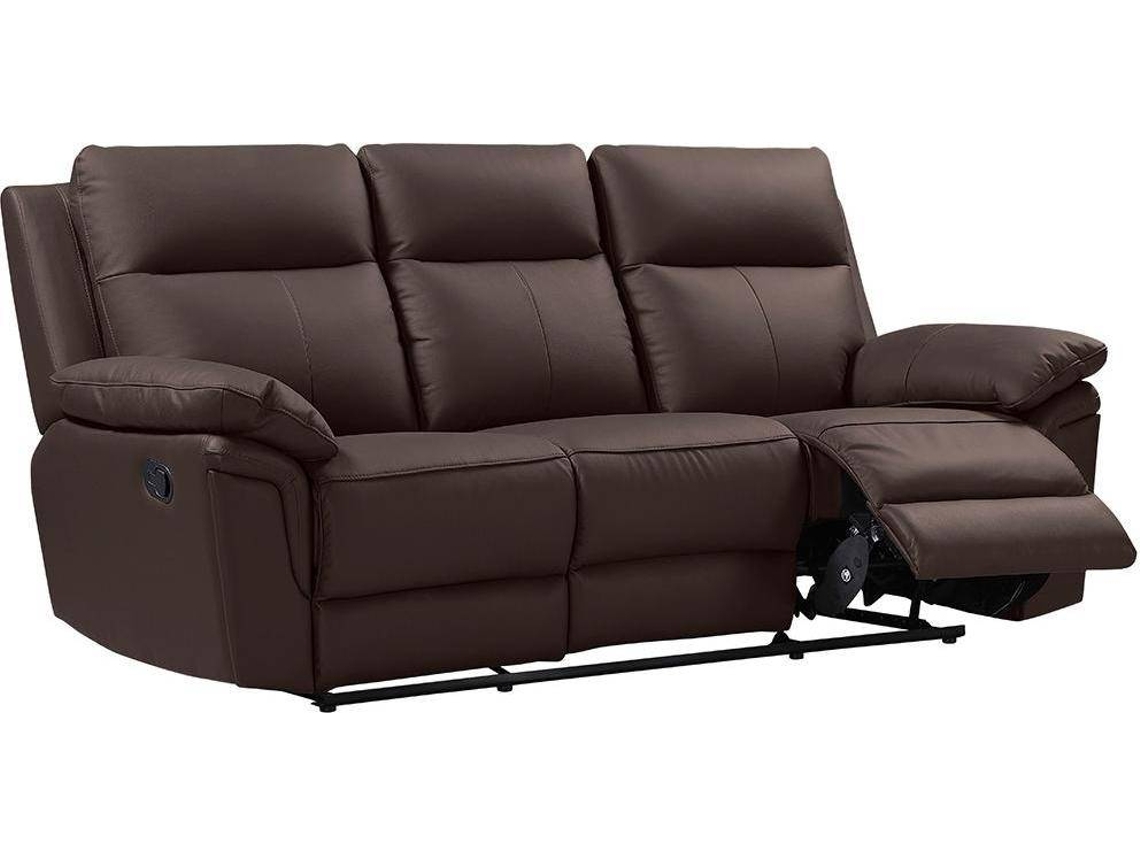 Sofá Relax Pakita VENTE-UNIQUE (Castanho Chocolate - Pele - 208x92x102 cm)