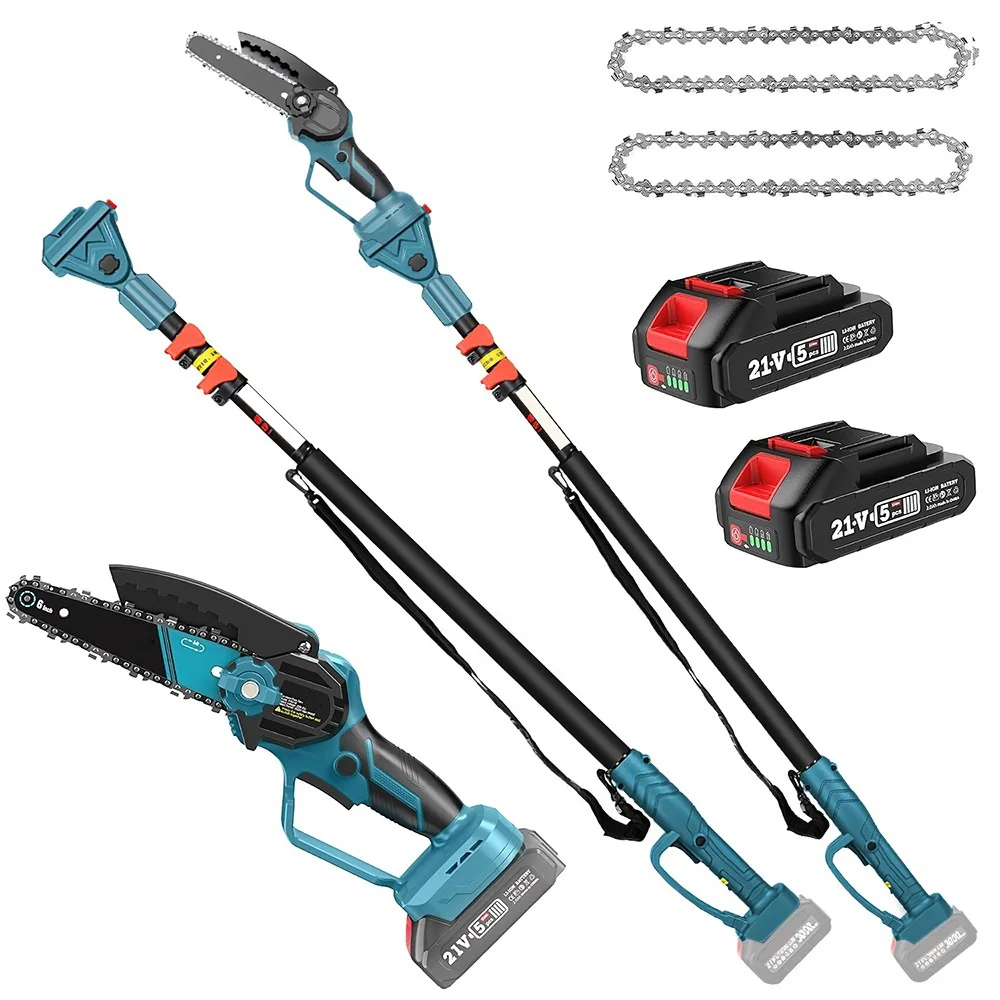 Motosserra Elétrica, Pólo Telescópico, Sistema De Bateria Dupla, Com 2xbattery Oem