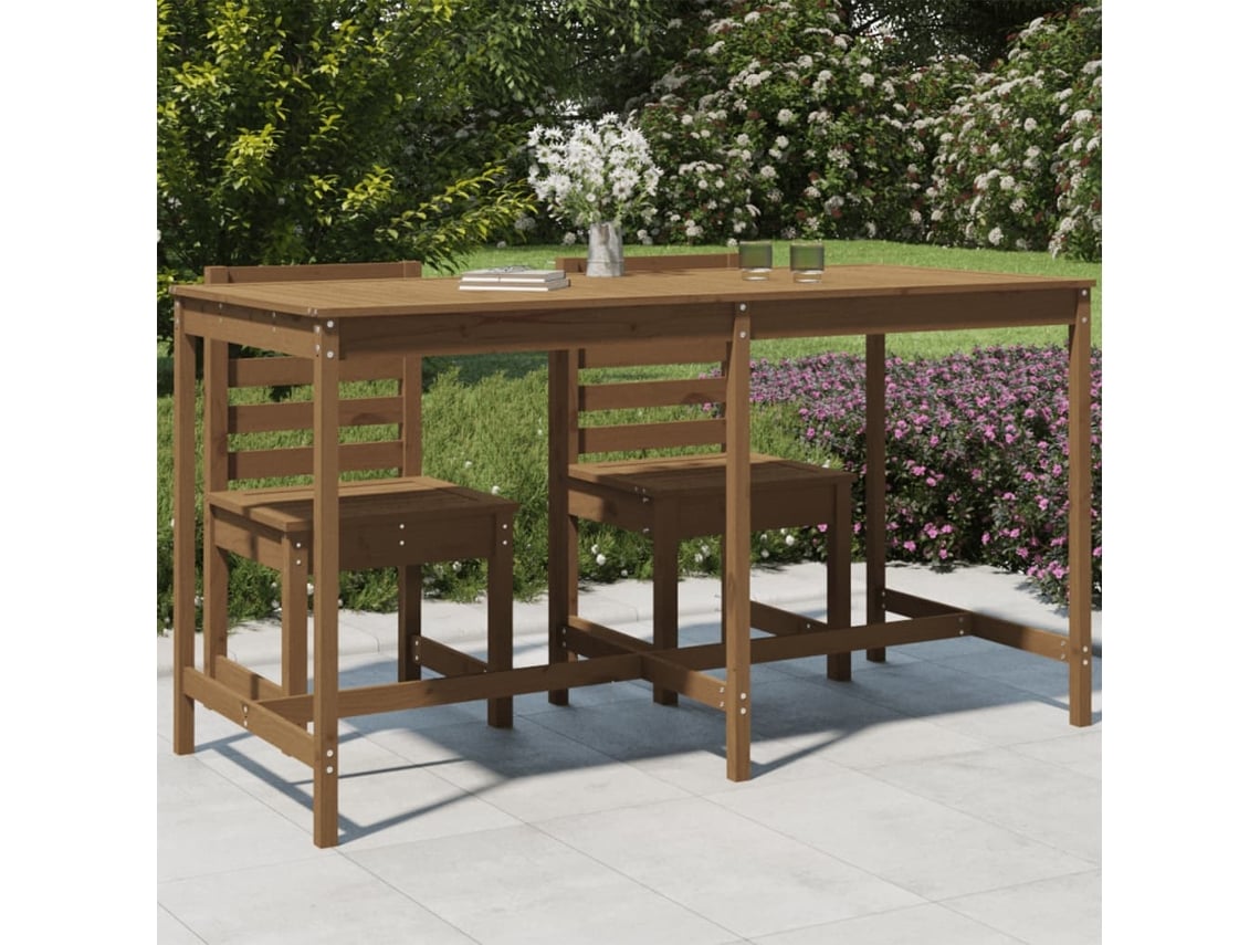 Mesa de jardim VIDAXL Marrom Madeira (203.5x90x110 cm)