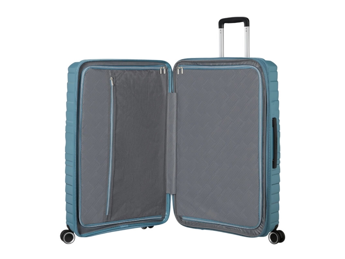 Mala grande azul American Tourister Flytwist, 78 cm, expansível nas 4 rodas
