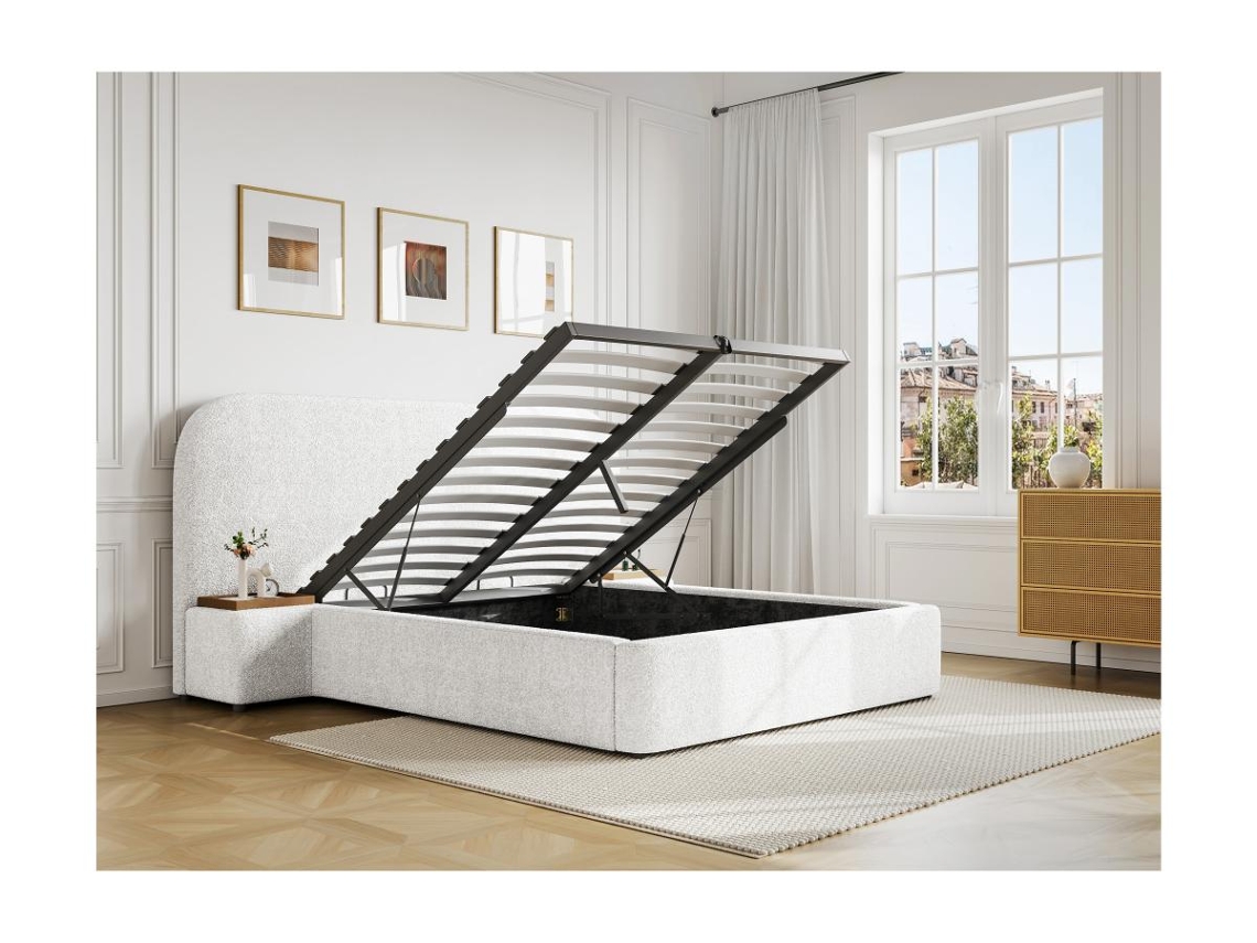 Cama com cofre ESTERIA VENTE-UNIQUE Branco 160x200 cm - Com colchão - Com sommier