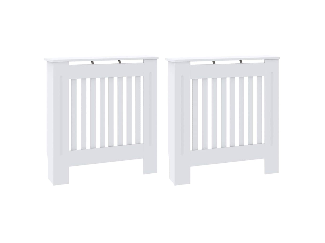 Capa De Radiador 2 Pcs Branco 78x19x81,5cm Madeira Processada Haochrymec