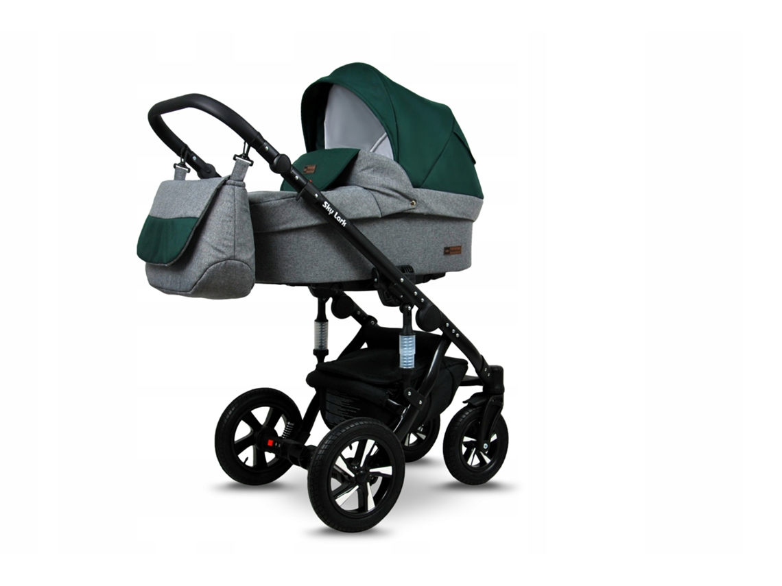 Carrinho de Bebé Multifuncional BABYLUX SKY LARK 4 Em 1 -Grey Flex Green BLACK FRAME - Ajustável e dobrável Construção leve em alumínio - Acessórios