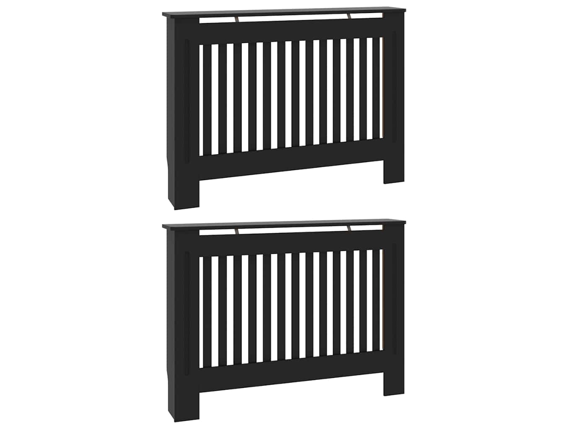 Capa De Radiador 2 Pcs Preto 112x19x81,5cm Madeira Processada Haochrymec