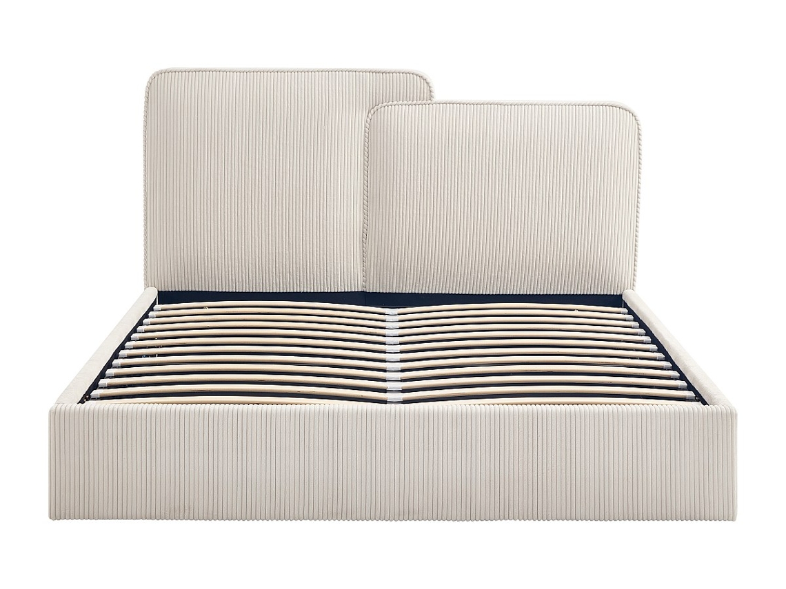 Cama Com Cofre Nayola Vente Unique Bege 180 X 200 Cm Com Colchão Com Estrado