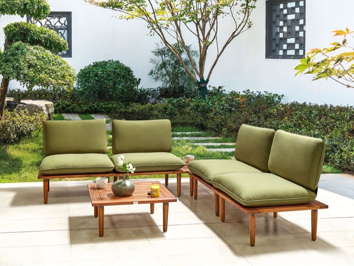 Elegante conjunto de 4 cadeiras de jardim em madeira de acácia certificada BELIANI Frascati de Madeira de acácia com certificado FSC® Verde 80x70x75