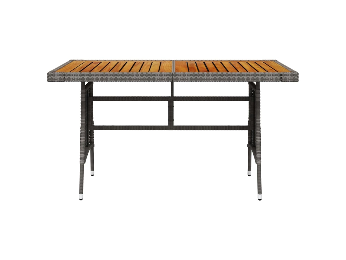 Mesa de Jardim 130X70X72 Cm Vime Pe e Acácia Maciça Cinzento NONAME
