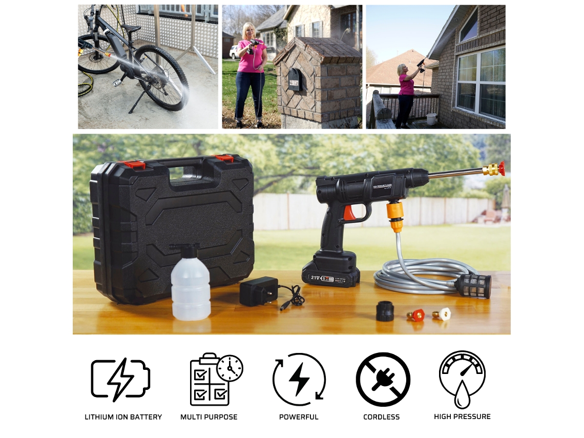 Limpador de Alta Pressão Sem Fio High Pressure Cleaner Pistola de Água Portátil de Alta Pressão Pistola de Lavagem de Carro STARLYF