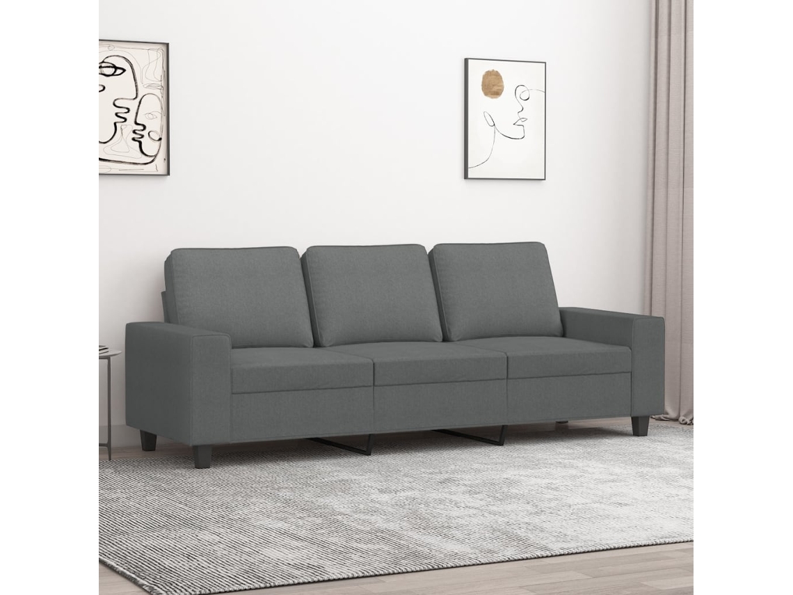 Sofá de 3 lugares VIDAXL tecido cinza-escuro (180 cm)