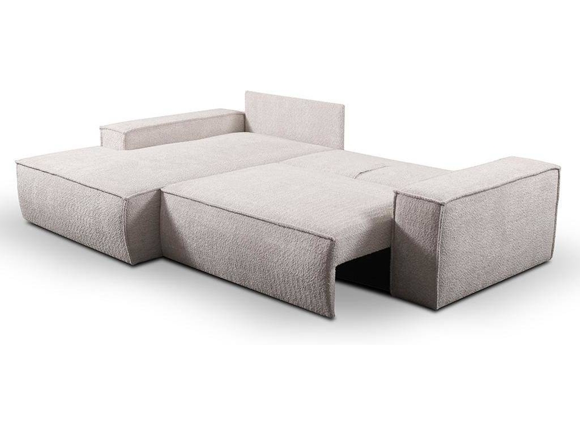 Sofá Cama Amelia VENTE-UNIQUE (Bege - Tecido e Veludo - 267x167x85 cm/Dimensões da cama: 120 – 139 cm)