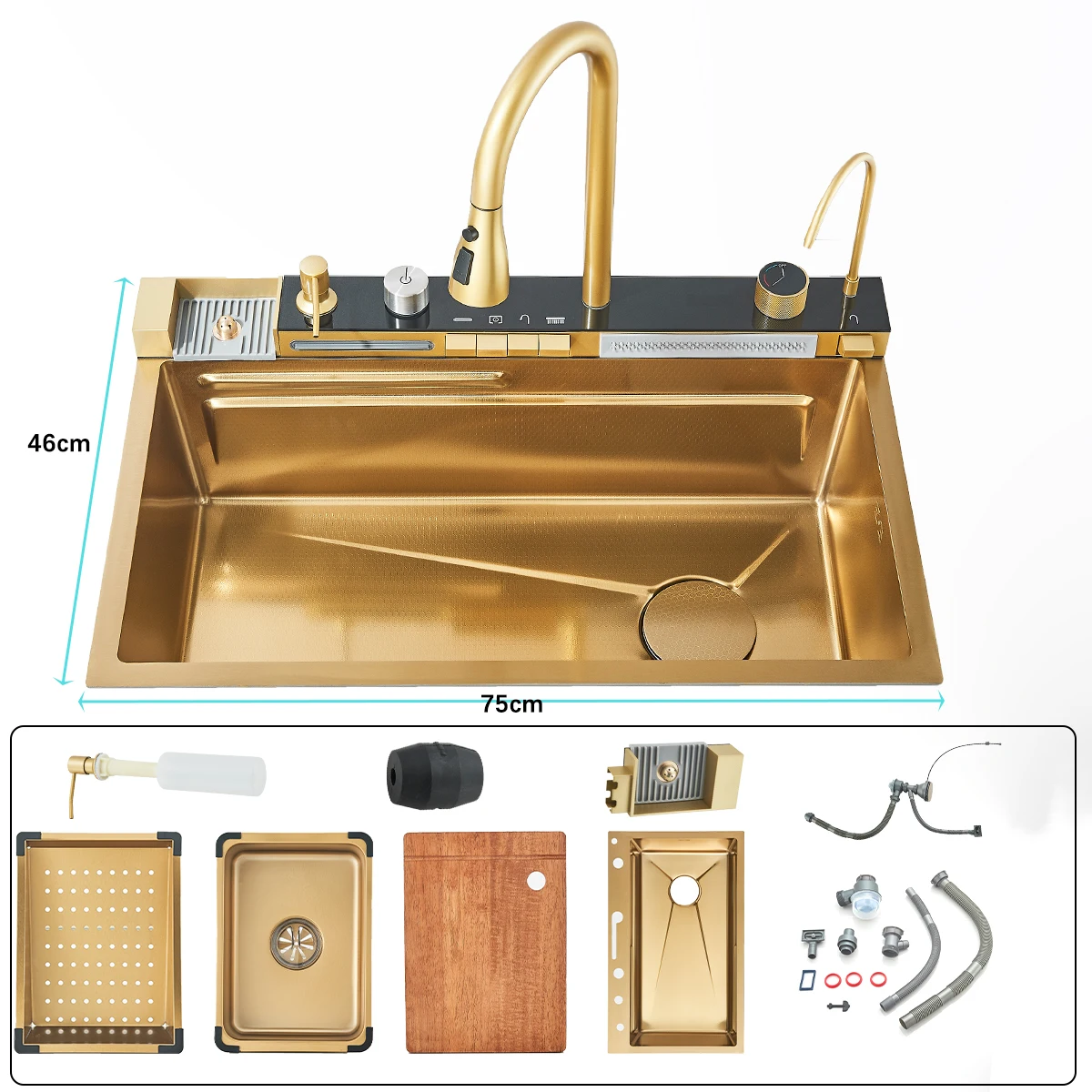 Pia De Cozinha, Aço Inoxidável, Display Digital Inteligente, Ouro Escovado Oem