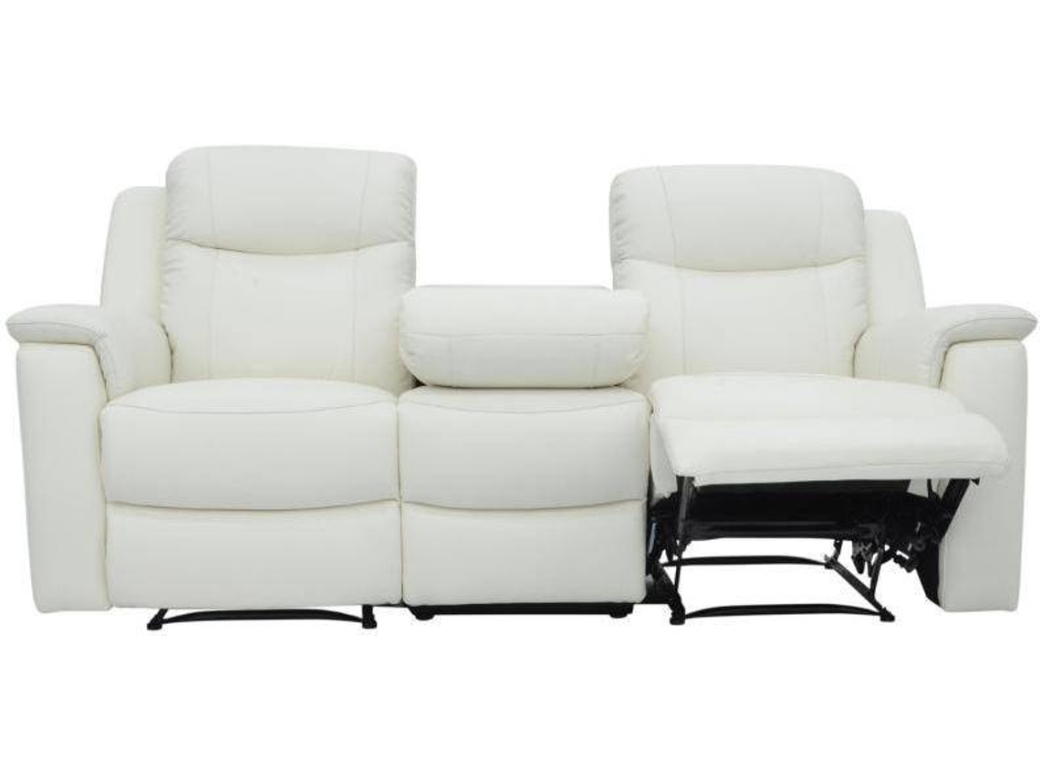 Sofá Relax Evasion VENTE-UNIQUE (Marfim - Pele - 205x96x100 cm)