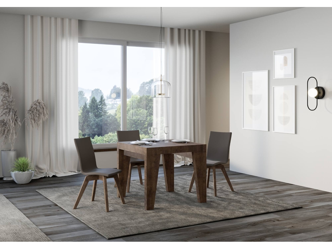 Mesa de Jantar Extensível 90X90/246 Cm Naxy Premium Nogueira ITAMOBY