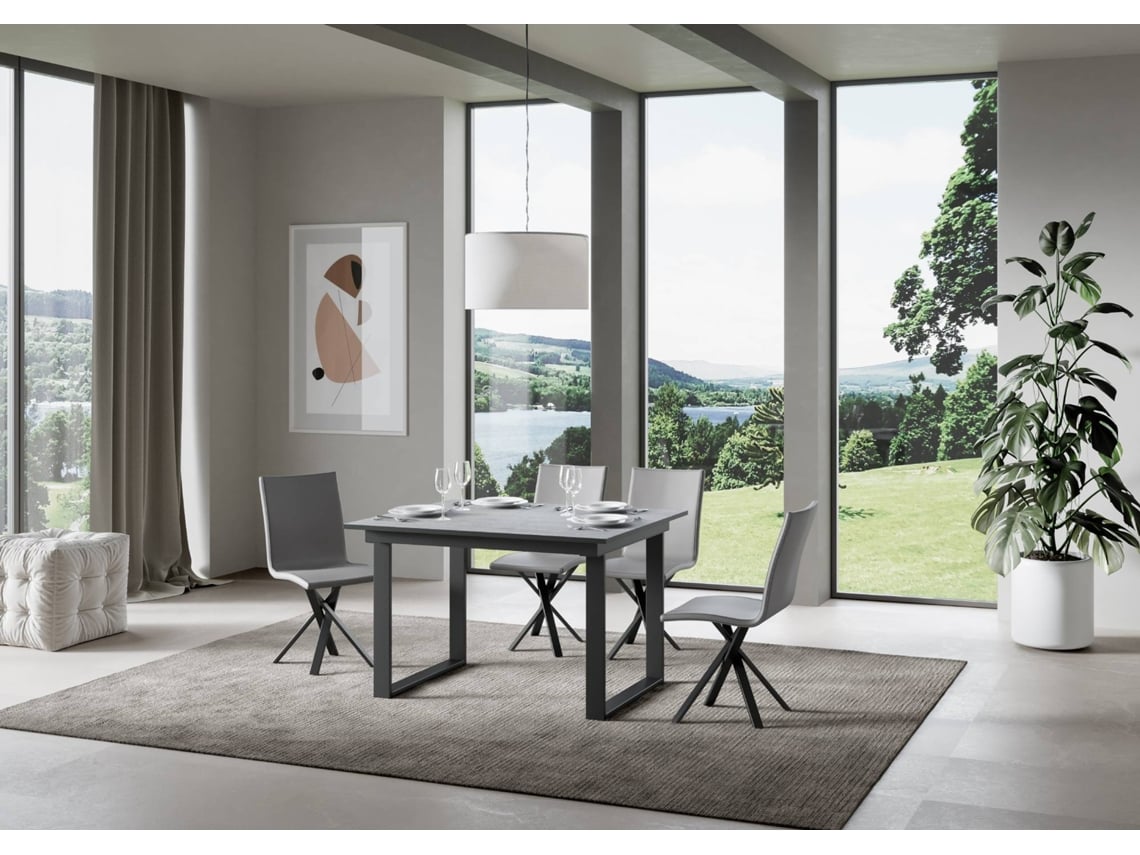 Mesa de Refeição ITAMOBY Bandos (90x120/180 - Painéis em Melamina - Cimento)