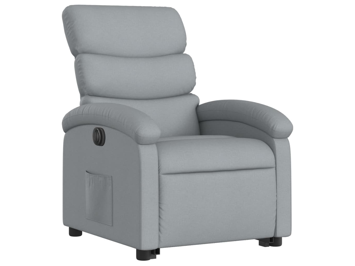 Poltrona reclinável elevatória elétrica tecido cinzento-claro