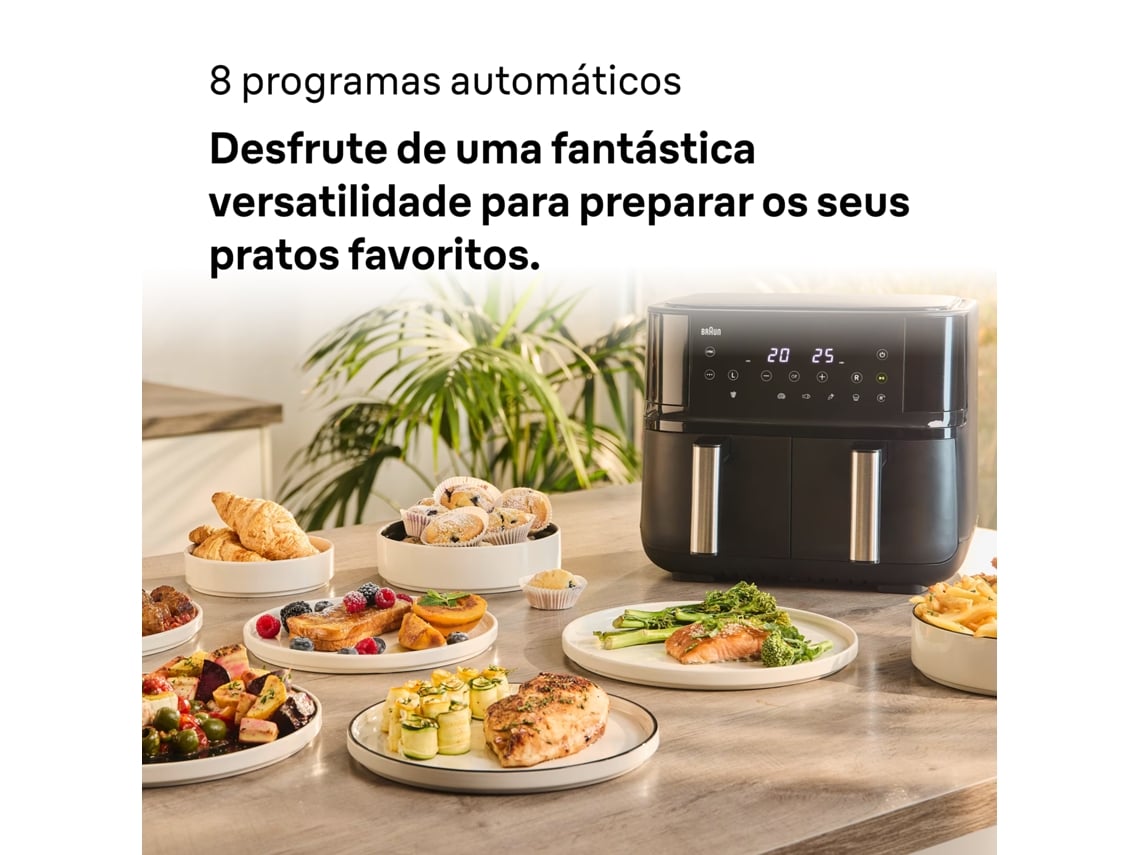 Fritadeira sem Óleo BRAUN Air Fryer TWINCOOK 3 TD3030IBK (Gaveta Dupla - 8 L - Preto)